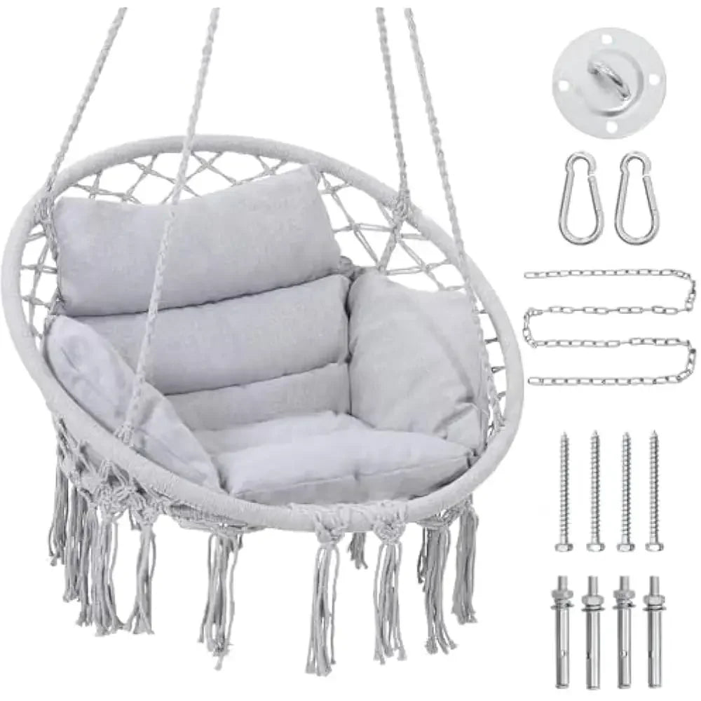 Patio Swings, Hanging Swinging Chair with Medium Cushion, Perfect for Bedroom, Porch, Adults, Balcony, Patio Swings