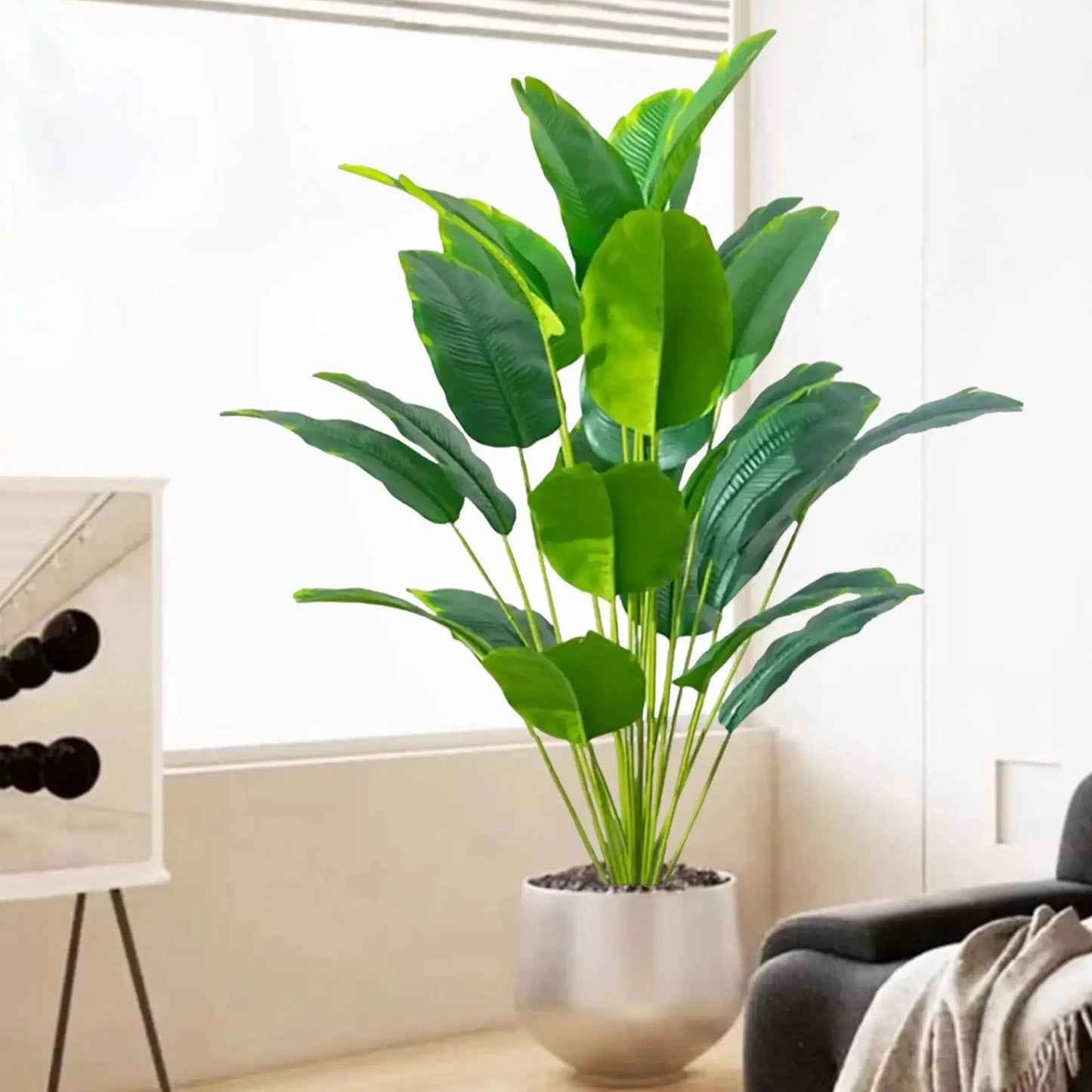 66-125cm 24 Leaf Large Tropical Palm Tree Fake Banana Plant Leaves Real Touch Strelitzia Reginae Plastic Plant for Home Garden