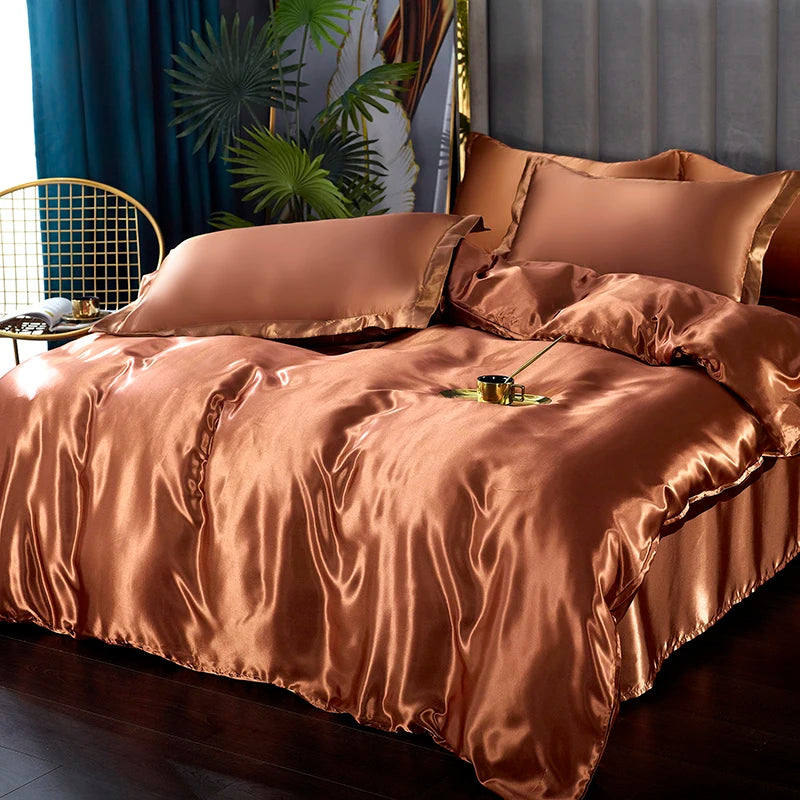 3/4pcs Luxury Rayon Satin Bedding Set Duvet Cover Set Single Double King Size Bedding Kit 2pcs/3pcs/4pcs Bed Cover Bed Linen Set
