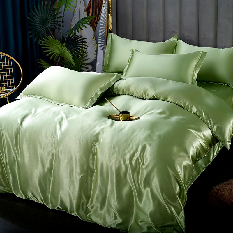 3/4pcs Luxury Rayon Satin Bedding Set Duvet Cover Set Single Double King Size Bedding Kit 2pcs/3pcs/4pcs Bed Cover Bed Linen Set