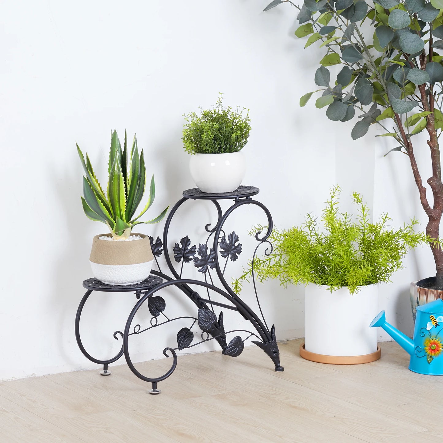 4 Potted Flower Stand Plant Holder Window Plant Pot Shelf Desk Plant Stand Indoor Outdoor Plant Display Garden Patio