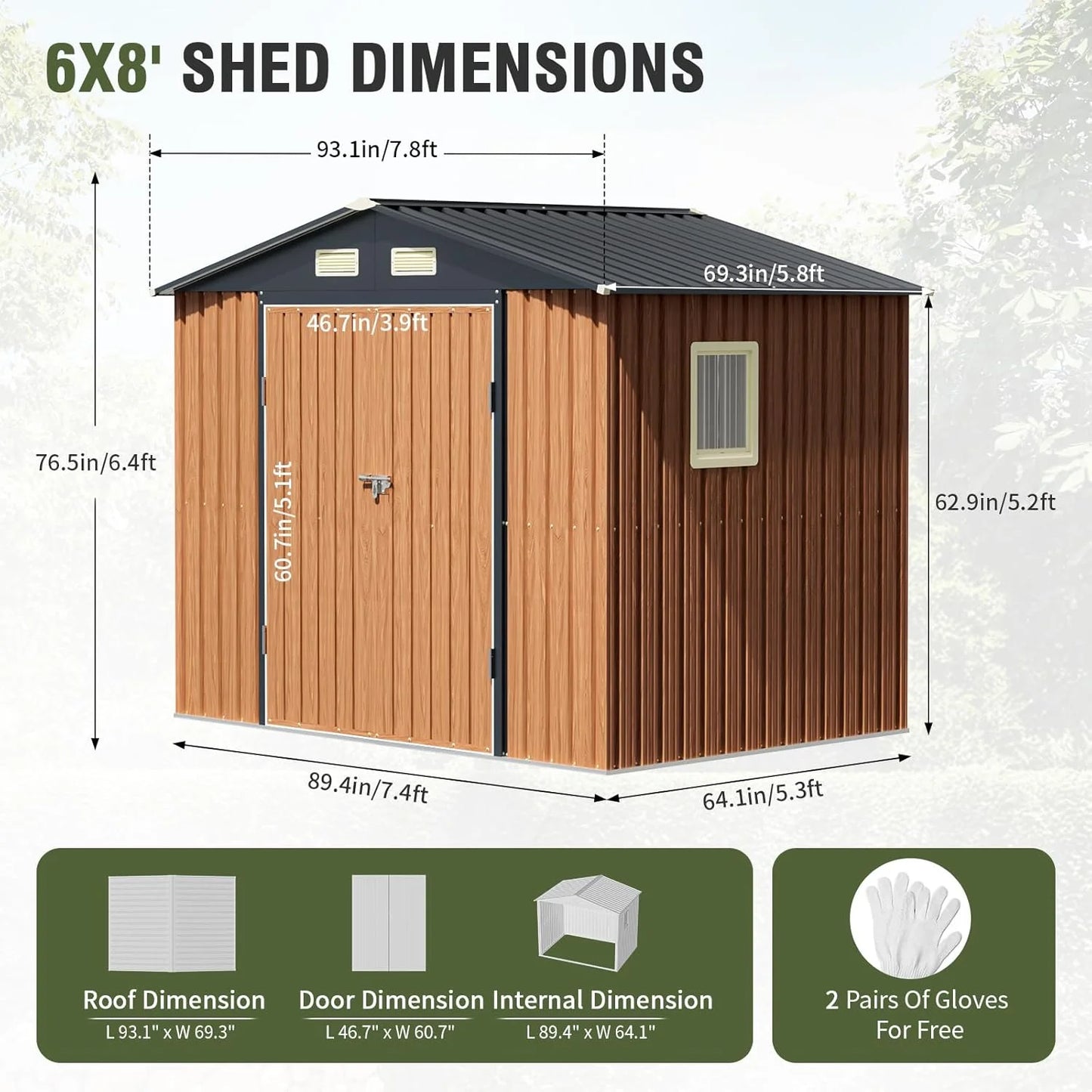 10x12 Ft Outdoor Storage Shed, Large Metal Shed with Floor, Lockable Doors Outside Steel House Ideal for Garden Tool Storage