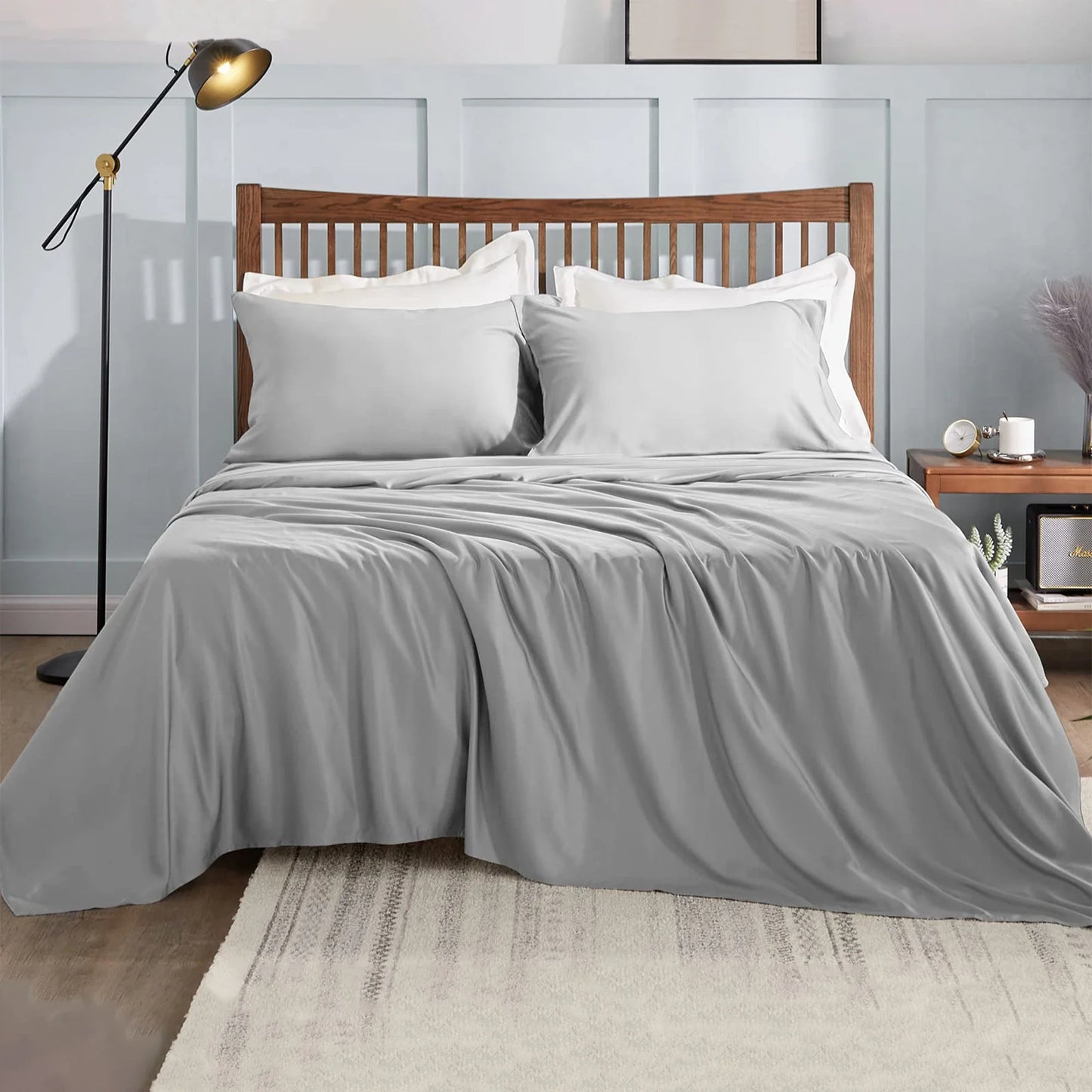 Bed linen set Full sheet sets mattress cover flat sheet fitted sheet pillowcases Solid Bedding Double Twin Full Queen King Size