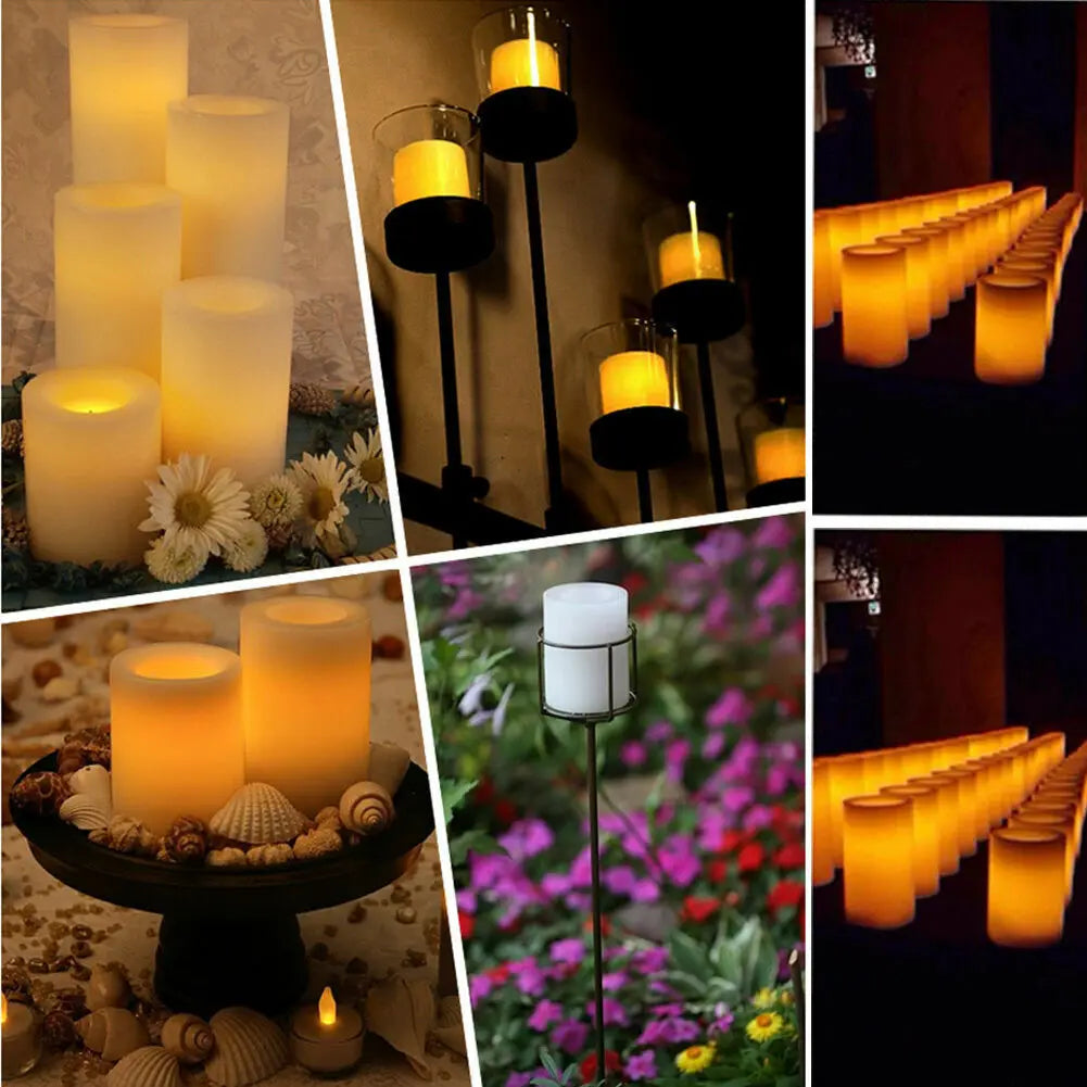 2PCS Flickering Flameless Resin Pillar LED Candle Lights with 6 Hour Timer Outdoor LED Candles Valentine's Day Party Decoration