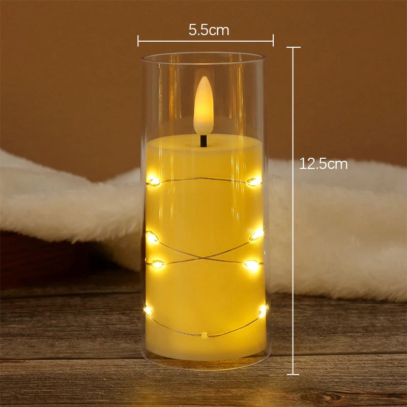 Flameless LED Candles Star String With Battery Camping Room Wedding Party Decoration Atmosphere Realistic Flame Candle Light