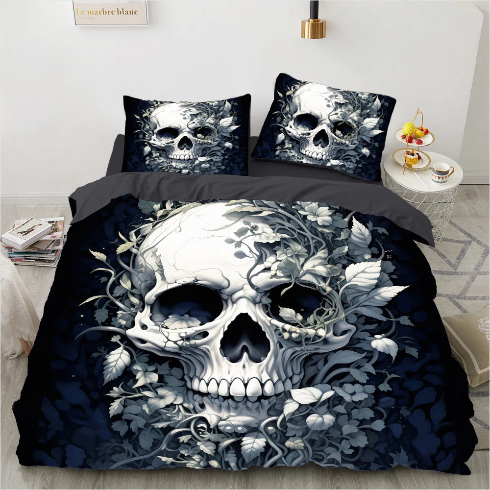 3D Skull Bedding set Duvet/Quilt/Comforter Cover sets human skeleton Bed Linen Halloween King Queen Full Size Gothic Duvet Cover