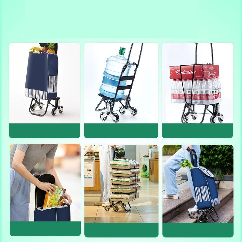 Light Grocery Shopping Trolley Climbing Stairs Folding Trailer Household Outdoor Travel Hand Pull Shopping Cart