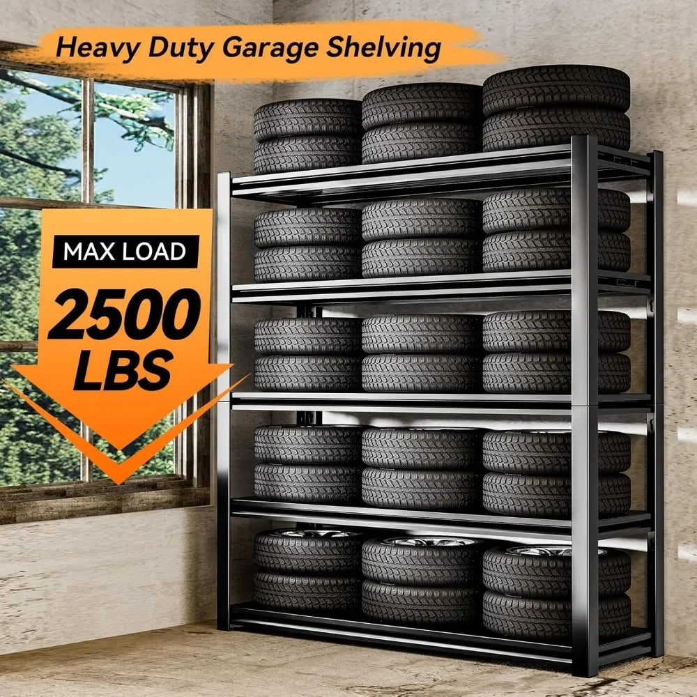 Adjustable Garage Shelving 2500LBS Storage Shelves 5-Tier Heavy Duty Metal Shelves Organization Utility Industrial Shelves