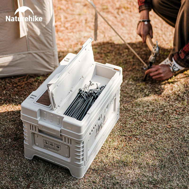 Naturehike Camping Box 60L Large Capacity Folding Storage Box 25L 30L 50L Home Bedside Table Outdoor Travel Picnic PP Sundry Box