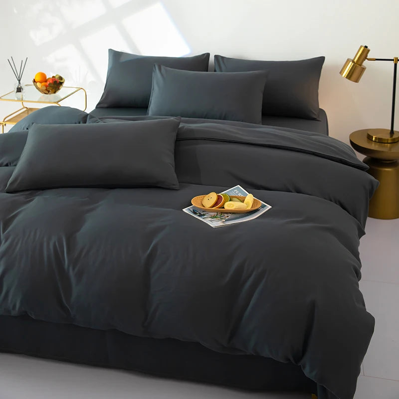 Bonenjoy Bedding Solid Color Bed Sheet Set Brushed Bedclothes Single/Double/Queen Size Bed Linen Set Home Quilt Cover Set 이불세트