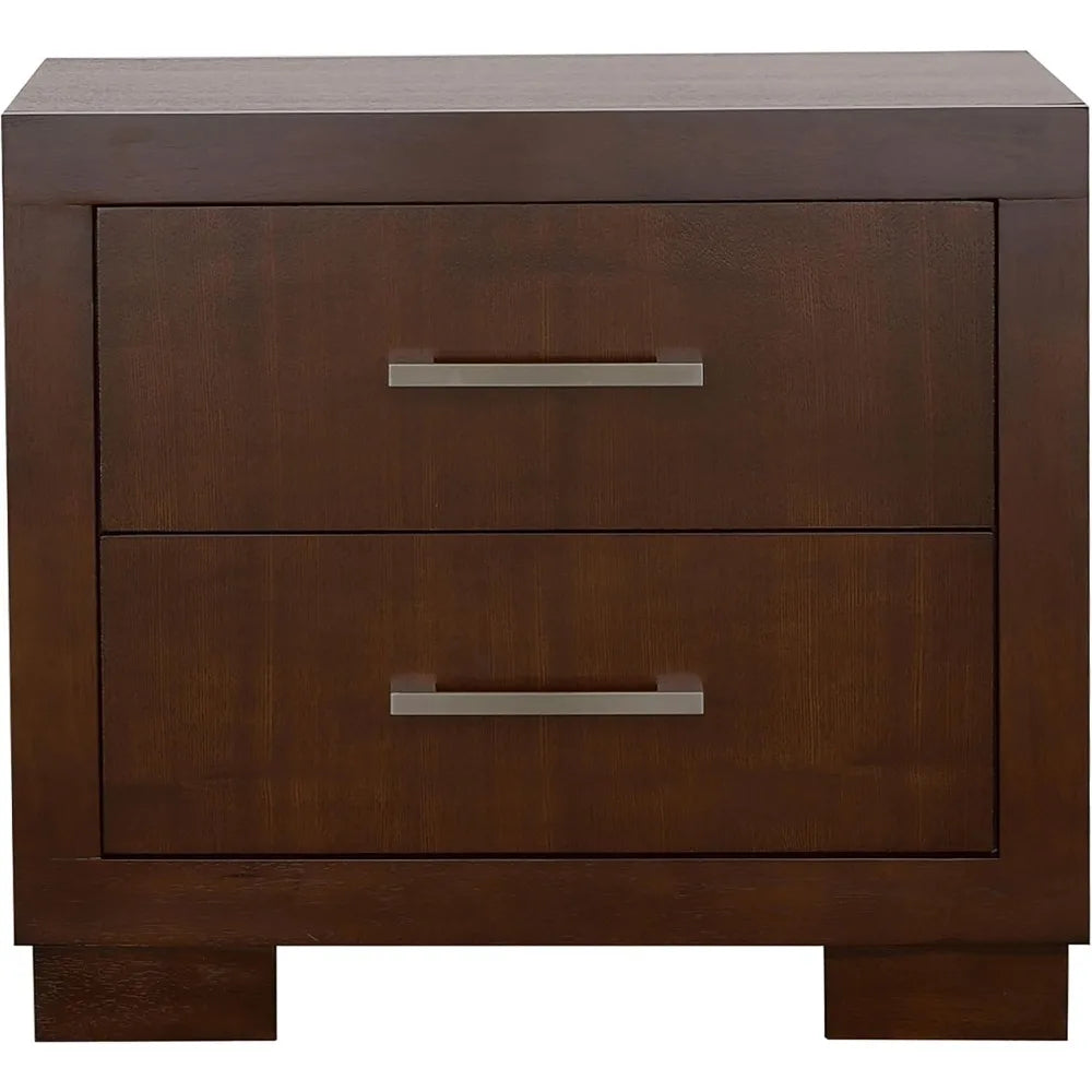 Jessica Contemporary Wood 2-Drawer Bedroom Nightstand Bedside Table Organizer Unit