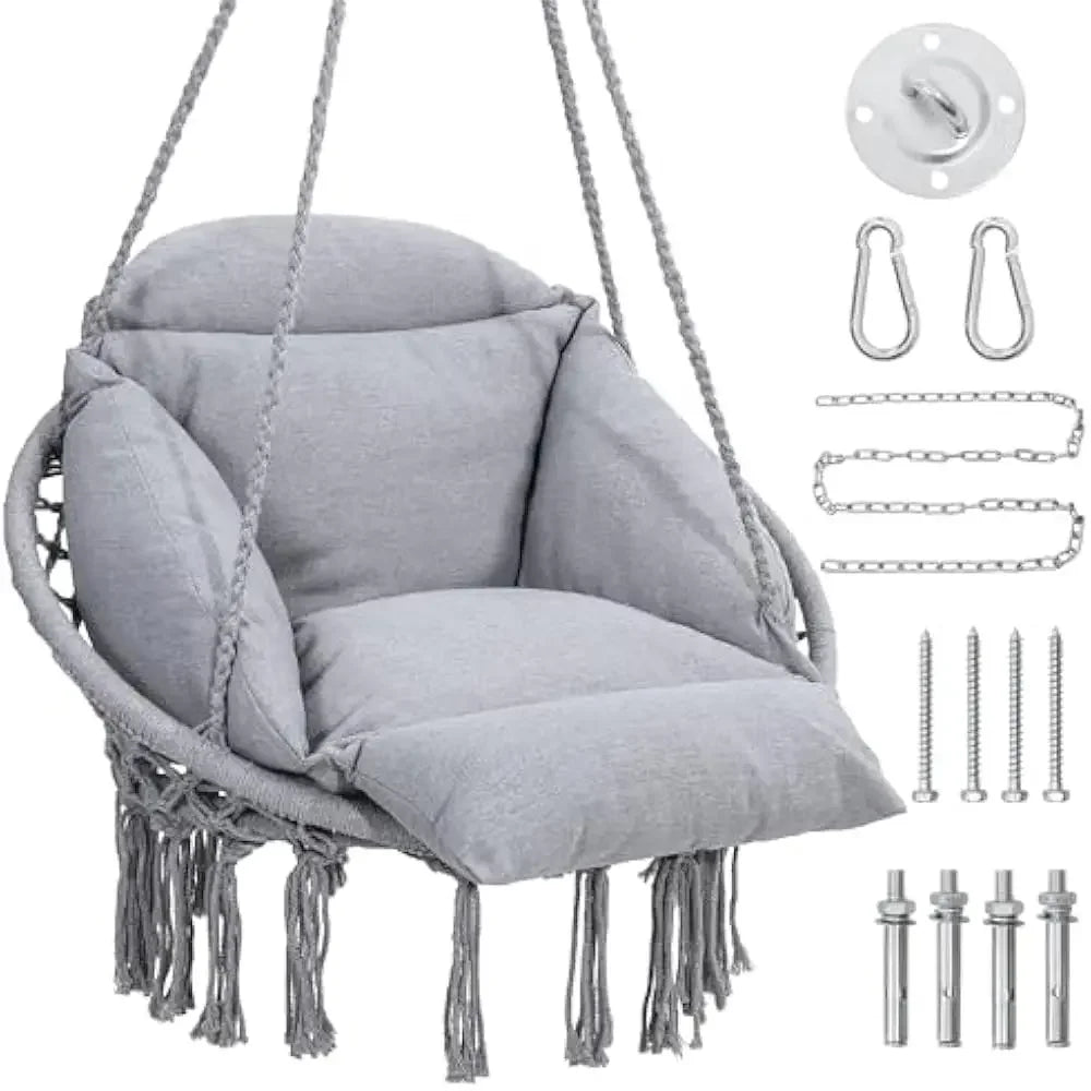 Patio Swings, Hanging Swinging Chair with Medium Cushion, Perfect for Bedroom, Porch, Adults, Balcony, Patio Swings