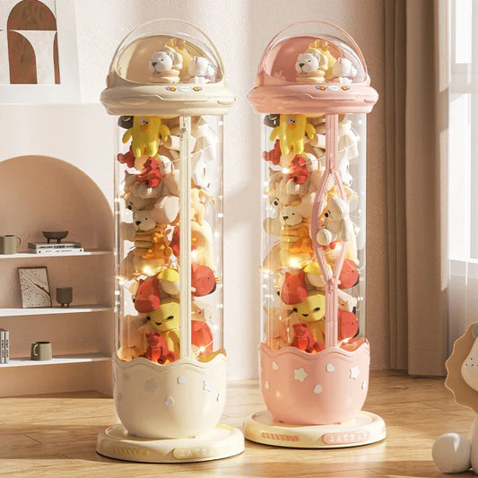 Astronaut Doll Storage Box Children's Plush Toys Storage Boxes Transparent Plastic Stuffed Home Storage Organization Zipper Bin
