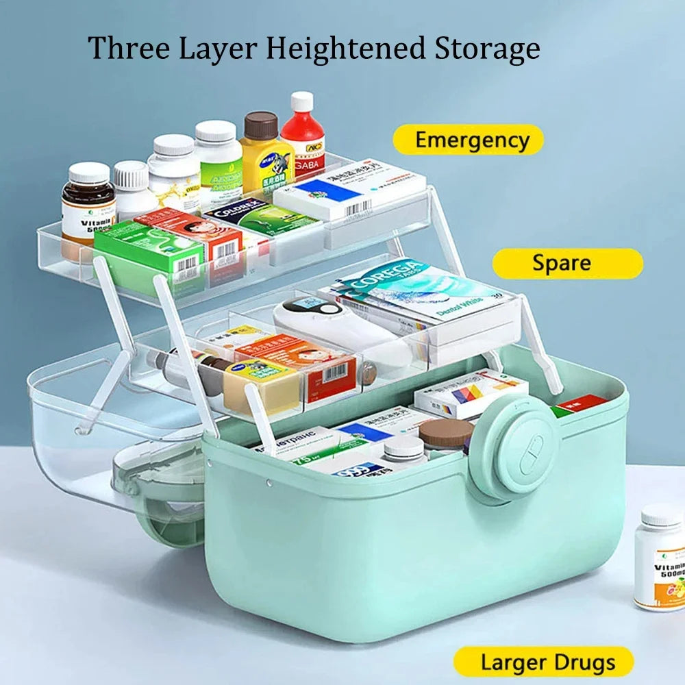 3 Layers Large Capacity Medicine First Aid Kit Medicines Split Multi-Layer Storage Boxes Portable Plastic Medical Box Household