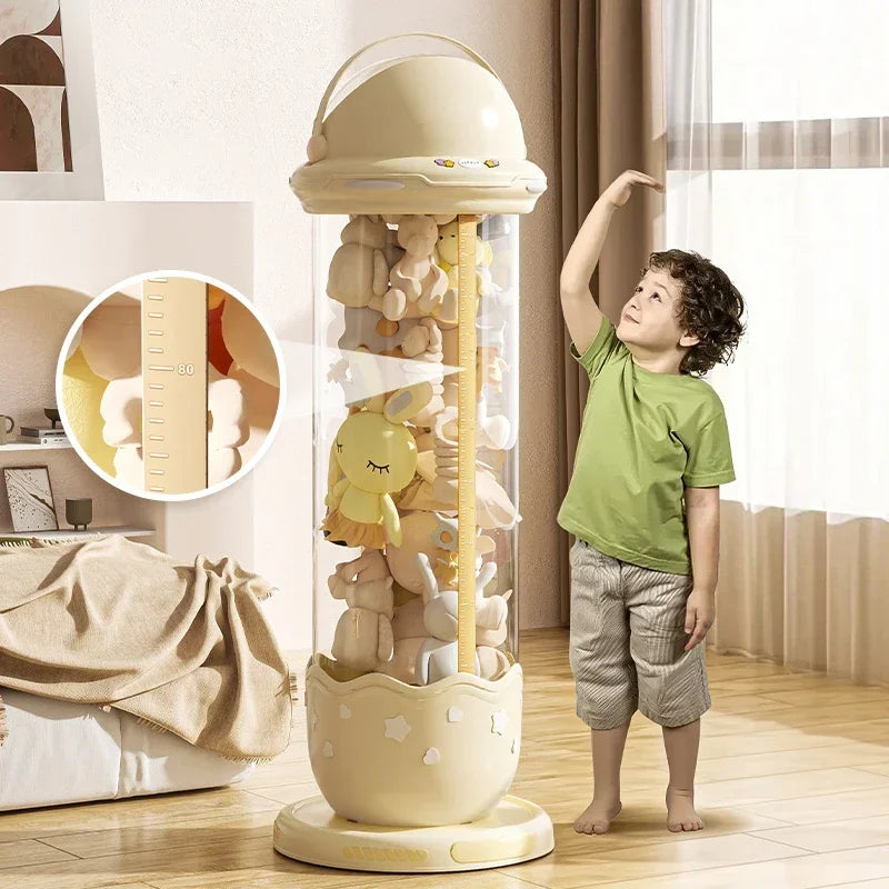 Astronaut Doll Storage Box Children's Plush Toys Storage Boxes Transparent Plastic Stuffed Home Storage Organization Zipper Bin