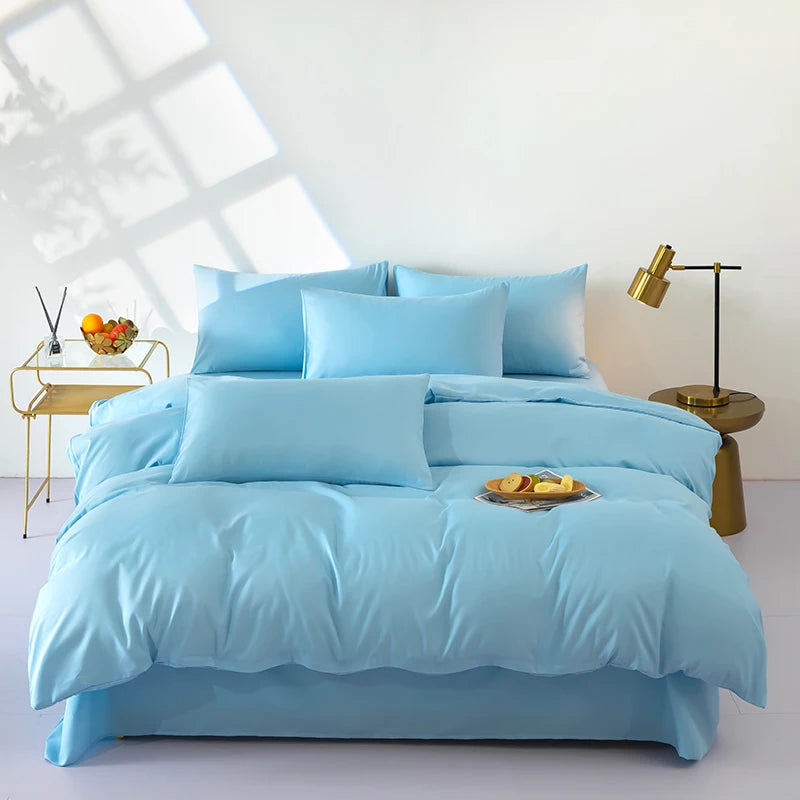 Bonenjoy Bedding Solid Color Bed Sheet Set Brushed Bedclothes Single/Double/Queen Size Bed Linen Set Home Quilt Cover Set 이불세트