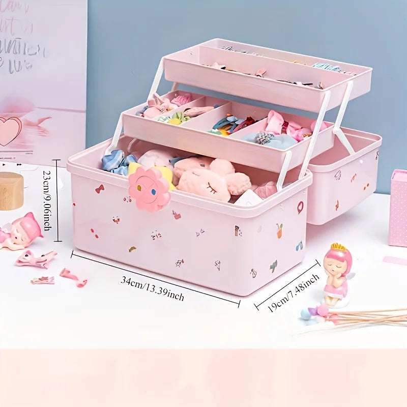 Multi Layer Accessory Storage Box with Lid - Perfect for Storing Hairbands, Jewelry, and More  Home Organizer