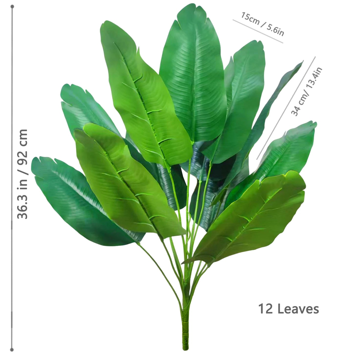 66-125cm 24 Leaf Large Tropical Palm Tree Fake Banana Plant Leaves Real Touch Strelitzia Reginae Plastic Plant for Home Garden