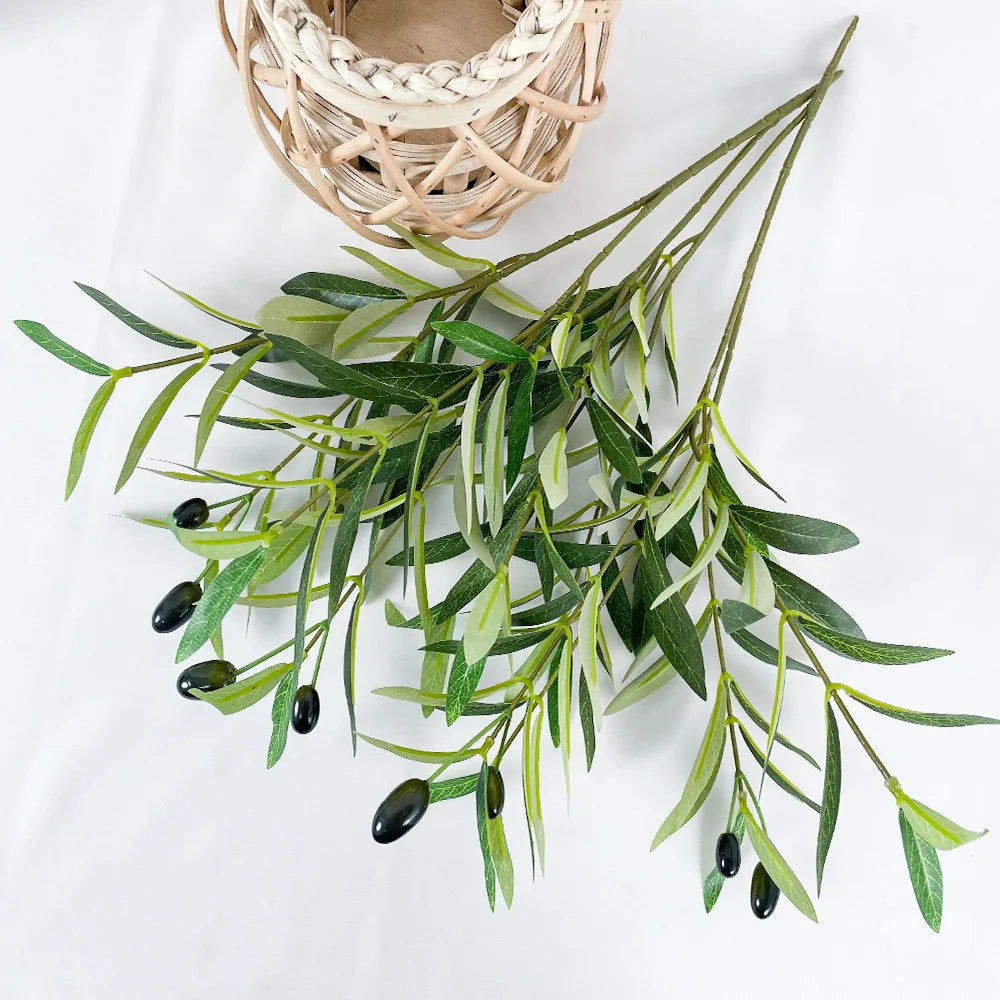 Artificial Olive Branches Leaves Simulation Green Plants Photo Props Hotel Home Decoration Wedding Arrangement Olive Fruit