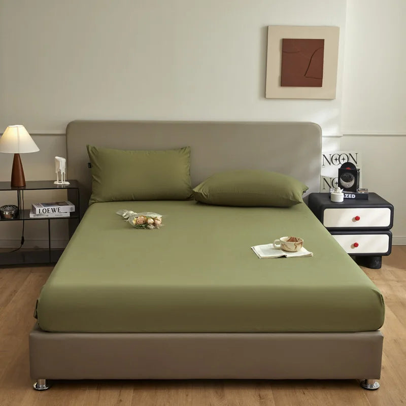 New Cotton Brushed Simple Plain Bed Fitted Sheet 1pc/sets 90/120/150/180/220cm machine washable