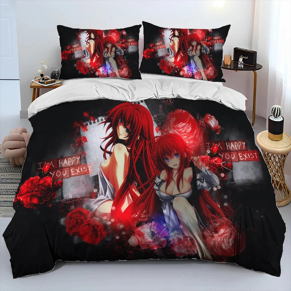 Sexy Girl High School DxD Anime Bedding Set Duvet Cover Bed Set Quilt Cover Pillowcase Comforter king Queen Size Boys Adult