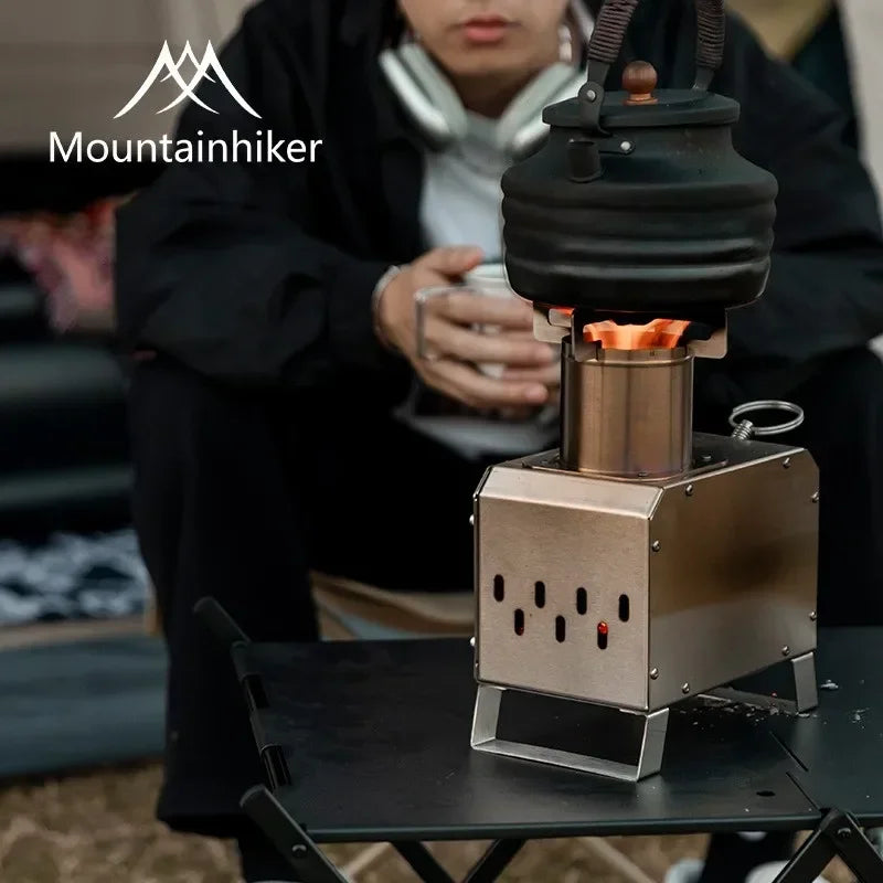 MOUNTAINHIKER Wood Burner Stove Portable Firewood Square Stove Stainless Steel Outdoor Fire Heater Stove Picnic Hiking Camping