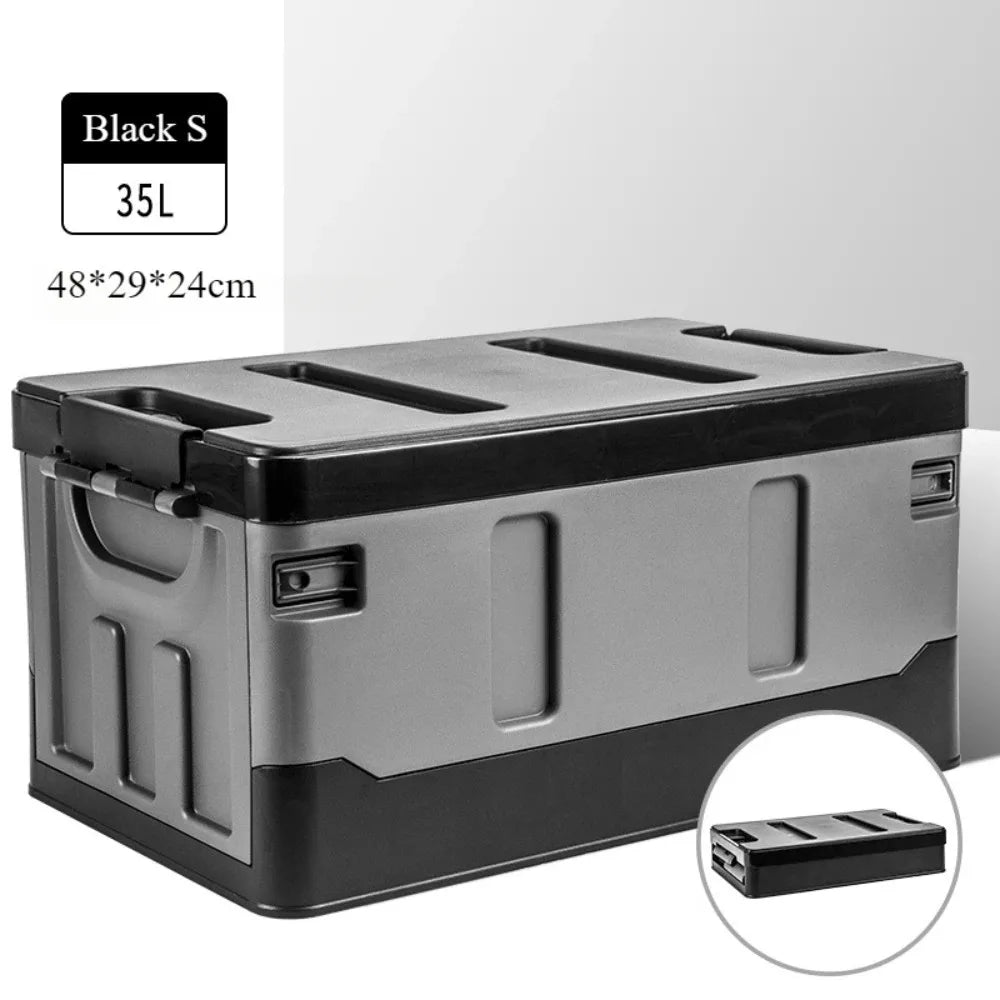 Large Camping Storage Box Extra Car Trunk Box Portable Waterproof Large Car Seat Storage Case Folding Outdoor Organizer Plastic