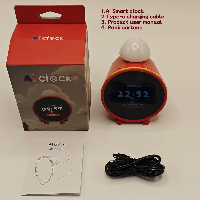 Multi-functional Cartoon Alarm Clock Multi-theme Built-in AI Engine Assistant Support WIFI Online Upgrade Fun Gift Room Decor