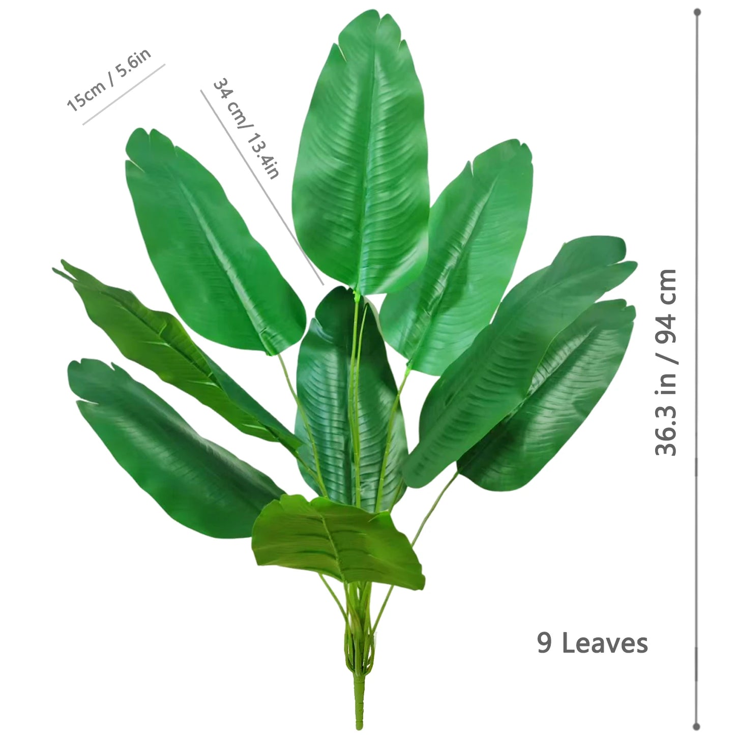 66-125cm 24 Leaf Large Tropical Palm Tree Fake Banana Plant Leaves Real Touch Strelitzia Reginae Plastic Plant for Home Garden