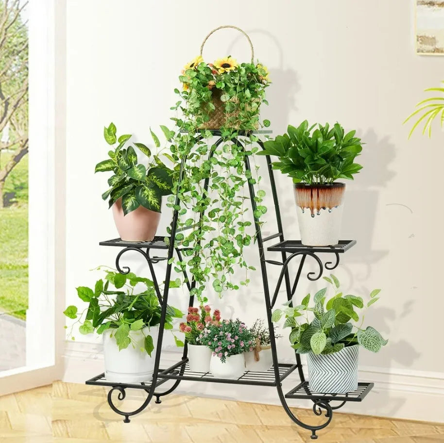 Metal Plant Pot Stand Indoor Outdoor Plant Display Rack Garden Shelf Flower Stands Tiered Plants Holder