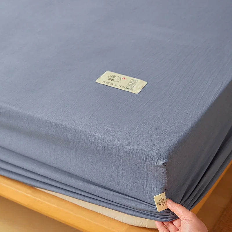 Fitted Bed Sheet Luxury Egyptian Pure Cotton Mattress Cover Bedspreads Elastic Bed Linens Soft Bedsheet (Pillowcase Can Order)
