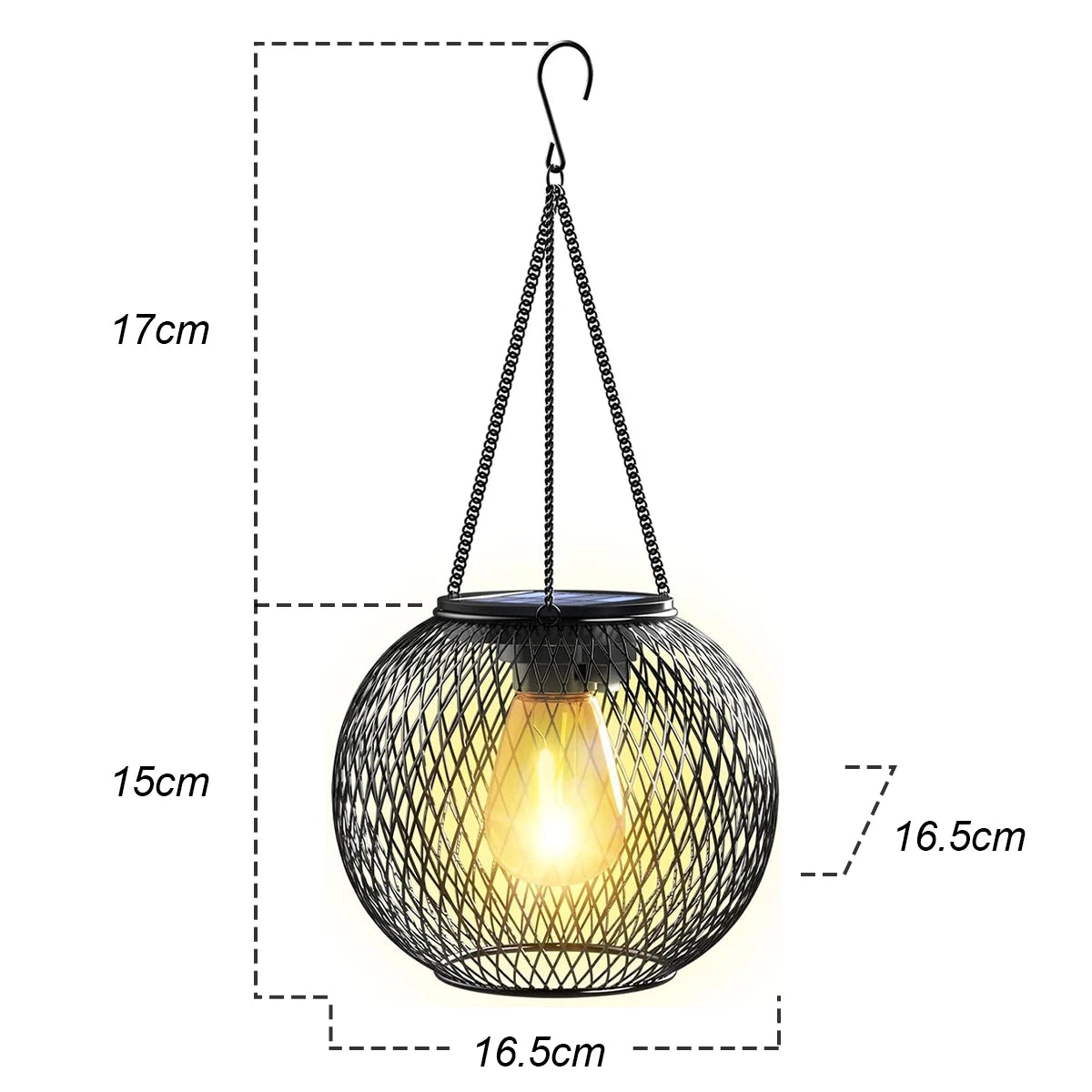 Solar Lantern Led Light Garden Lamps 3000k Daylight Sensor Lights Outdoor Waterproof With Durable Chain For/outdoor Metal Hollow