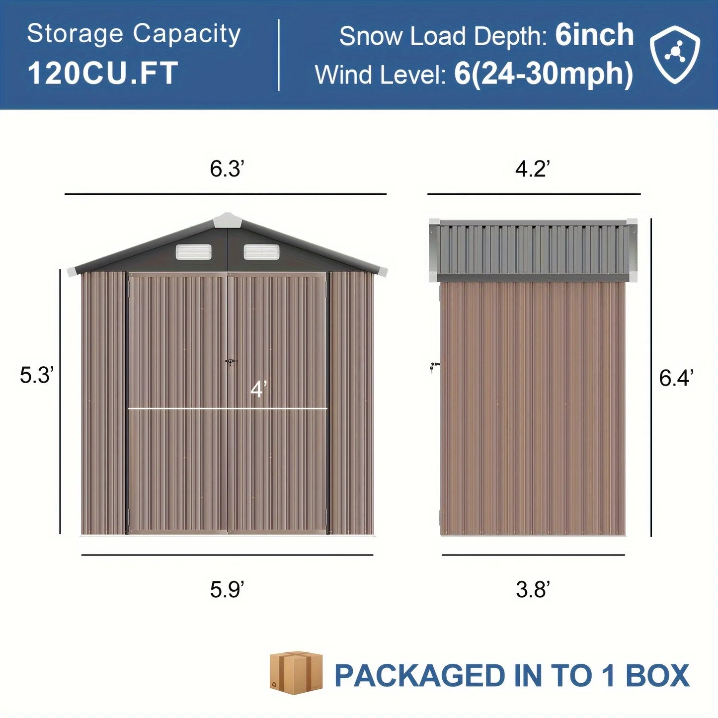 10x8 Ft Metal Outdoor Storage Shed with Air Vent and Lockable Door Waterproof Steel Garden Tool Storage Shed Kit