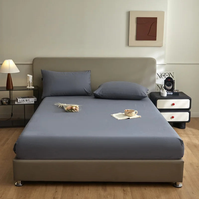 New Cotton Brushed Simple Plain Bed Fitted Sheet 1pc/sets 90/120/150/180/220cm machine washable