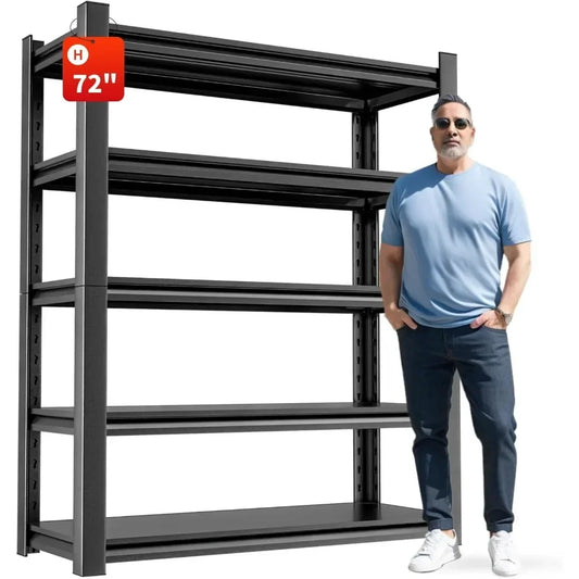 Metal Garage Storage Shelving Unit, 5-Tier Heavy Duty Adjustable Utility Shelves, Industrial Steel Shelving for Garage