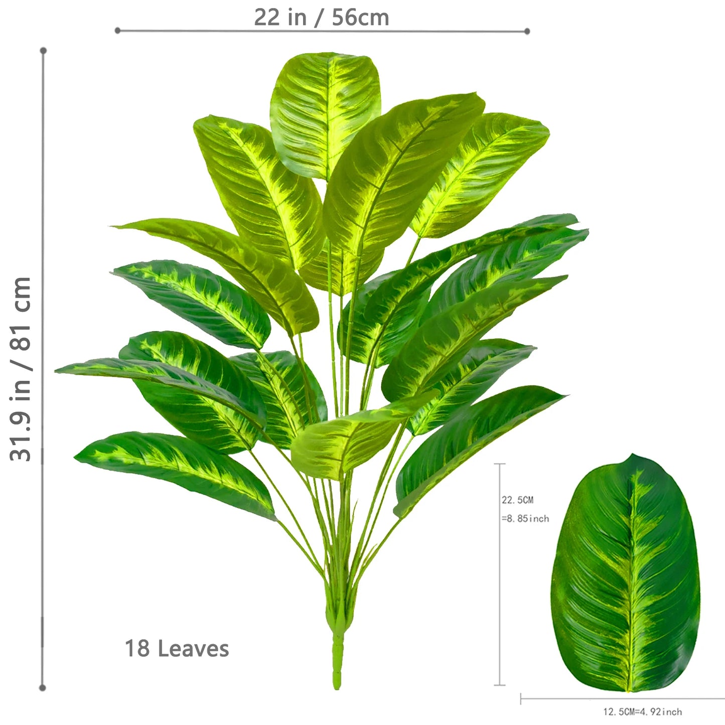 66-125cm 24 Leaf Large Tropical Palm Tree Fake Banana Plant Leaves Real Touch Strelitzia Reginae Plastic Plant for Home Garden