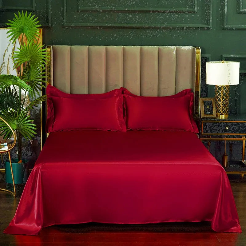 High End Satin Sheets, Soft And Comfortable Solid Color Sheets, Luxurious Single And Twin Bed Sheets