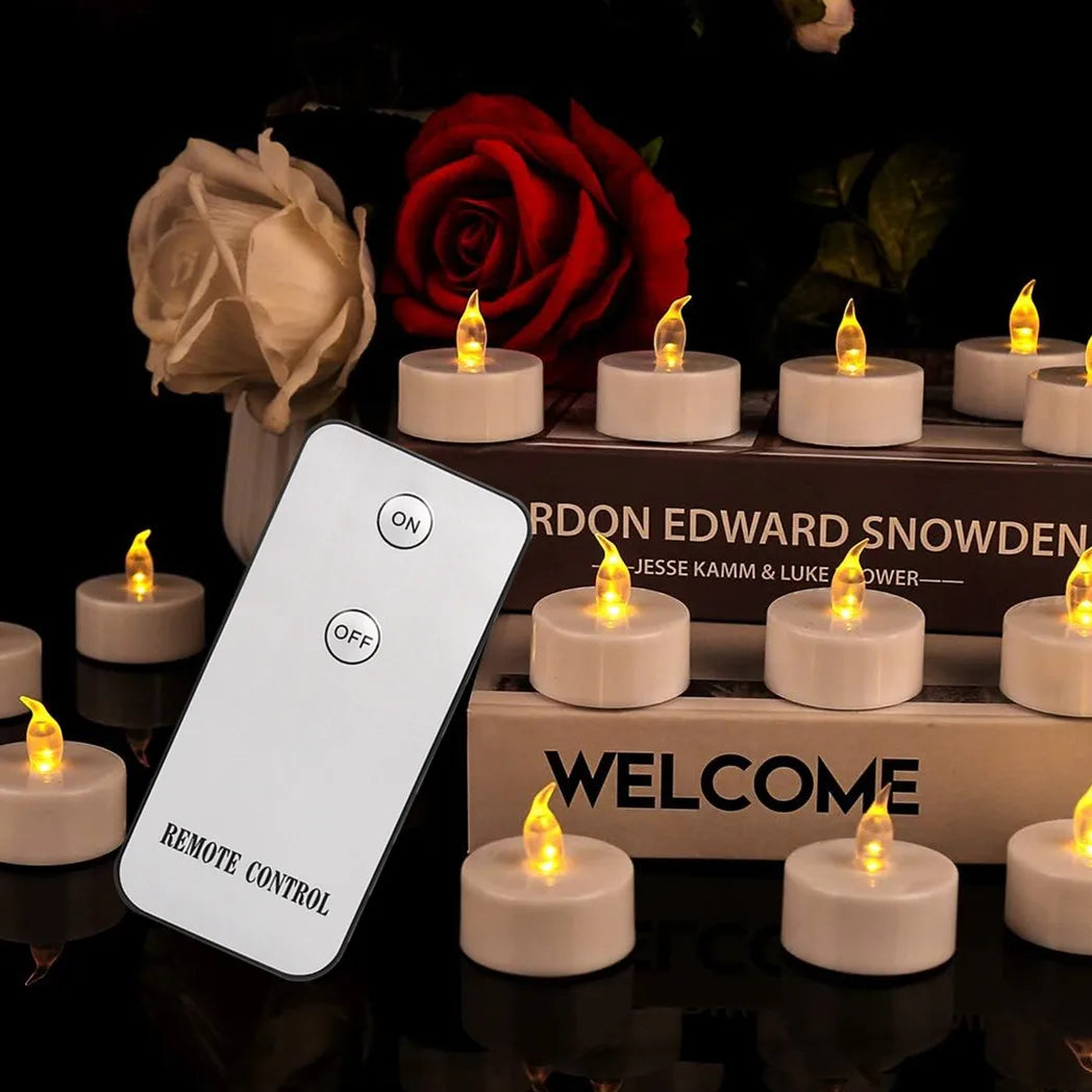 Battery Operated Tea Light Candles with Remote Control 12/24Pack Flameless Flickering LED Realistic and Bright  Electric Candles