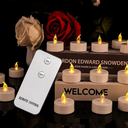 Battery Operated Tea Light Candles with Remote Control 12/24Pack Flameless Flickering LED Realistic and Bright  Electric Candles
