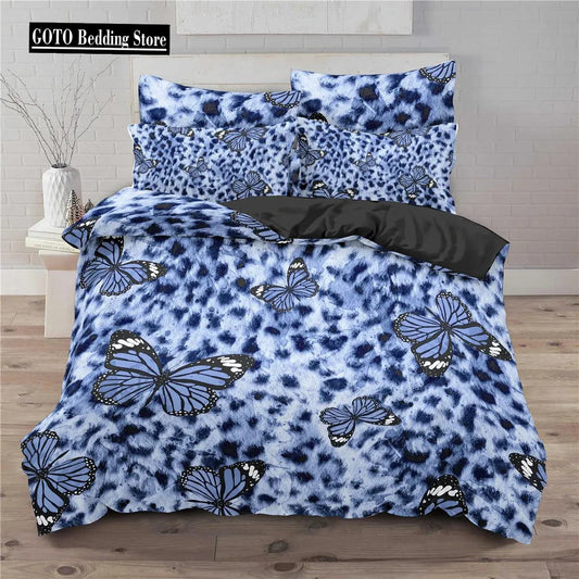 Bamboo Fiber Luxury Comforter Cover Gold Leopard Print Bedding Set Duvet Cover + Pillowcases 15 Colors Bed Spread Set Complete