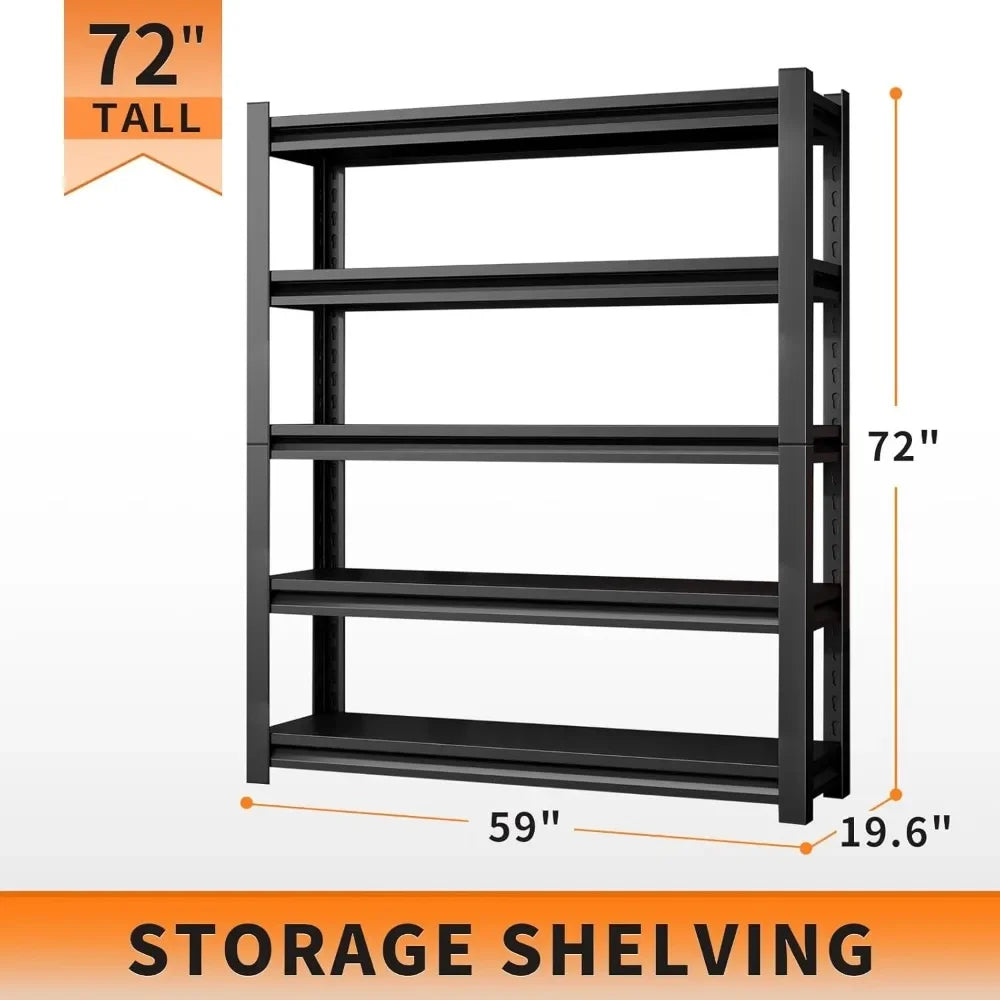 Adjustable Garage Shelving 2500LBS Storage Shelves 5-Tier Heavy Duty Metal Shelves Organization Utility Industrial Shelves