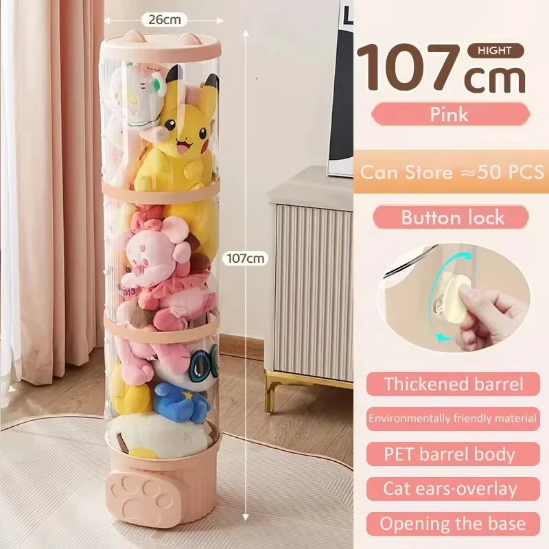 Doll Storage Box 162cm 107cm Toys Organization Plush Toy Storage Tube Transparent Storage Barrel Children's toy Organizer