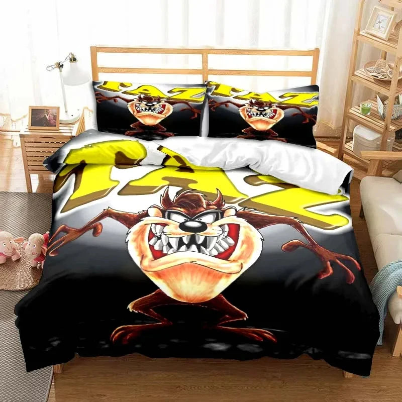 3D Print Cartoon Tasmanian Devil Fashion Bedding Set Double Twin King Duvet Cover Comforter Pillowcase Boys Girls Adults Bedroom