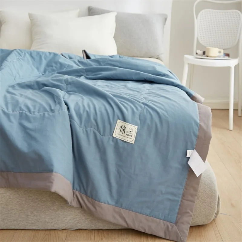 Class A 2025 new all cotton color blocked cotton summer quilt, pure cotton summer quilt, breathable air conditioning quilt