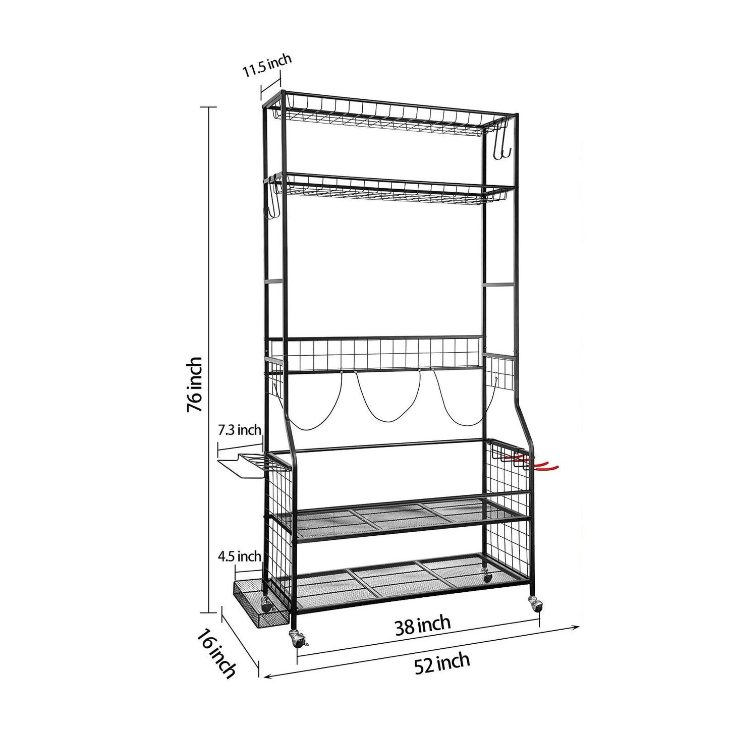 Golf Bag Storage Garage Organizer Fit for 3 Golf Bag Multifunction Home Storage Stand Holder for Sport Equipment organizers Rack