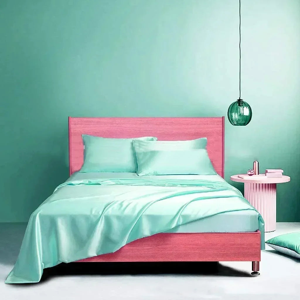 High End Satin Fabric Queen Size Bed Sheet Set Luxury Grade A Bed Linen Set Solid Silky King Size Bed Cover Set Bedsheet Sets