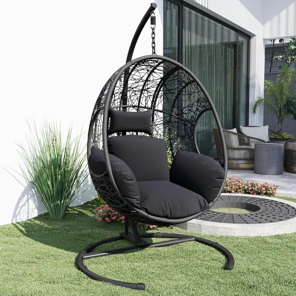 Hanging Egg Chair with Stand - Egg Swing Chair Outdoor Indoor Patio Wicker Chair Swing Hammock Egg Chairs 400lbs Capacity for Ou