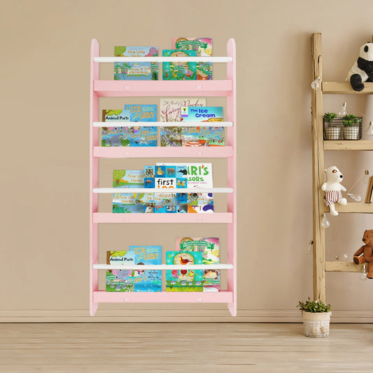 4-Tier Magazine Rack Wall Mounted Children's Bookshelf Living Room Bedroom Magazine Rack Book Storage Rack
