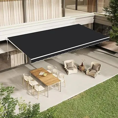 13'×10' Patio Awning Retractable Awning Sun Shade Awning Cover Outdoor Patio Canopy Sunsetter Deck Awnings with Manual Crank Ha