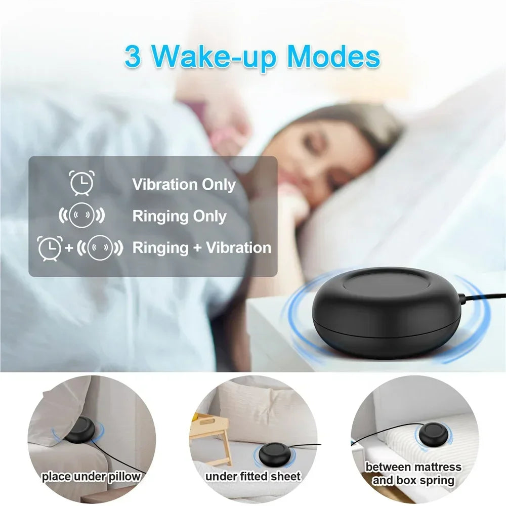 Super Loud Vibrating RGB Digital Alarm Clock Mood Light Bed Vibrator Snooze 2 Alarms USB Powered Table Clock for Heavy Sleeper